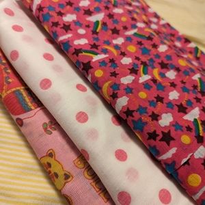 Fabric lot, Pink, Animals, Dots, Sewing Quilting Craft projects